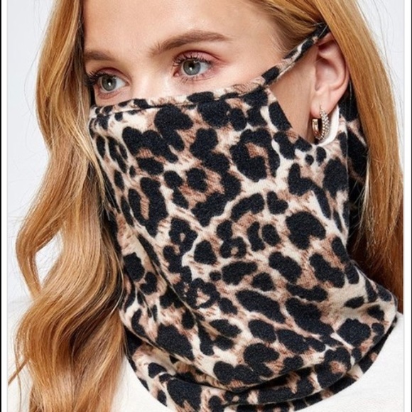 Cream and Leopard top with BUILT-IN MASK. - Picture 2 of 4